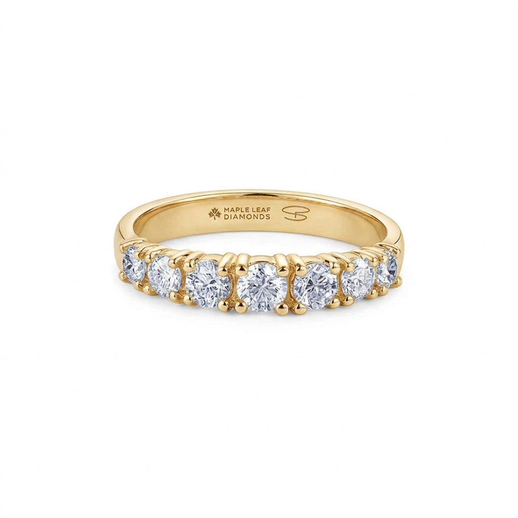 Crafted in 14KT Certified Canadian Gold, this ring is set with round brilliant-cut Canadian diamonds.
