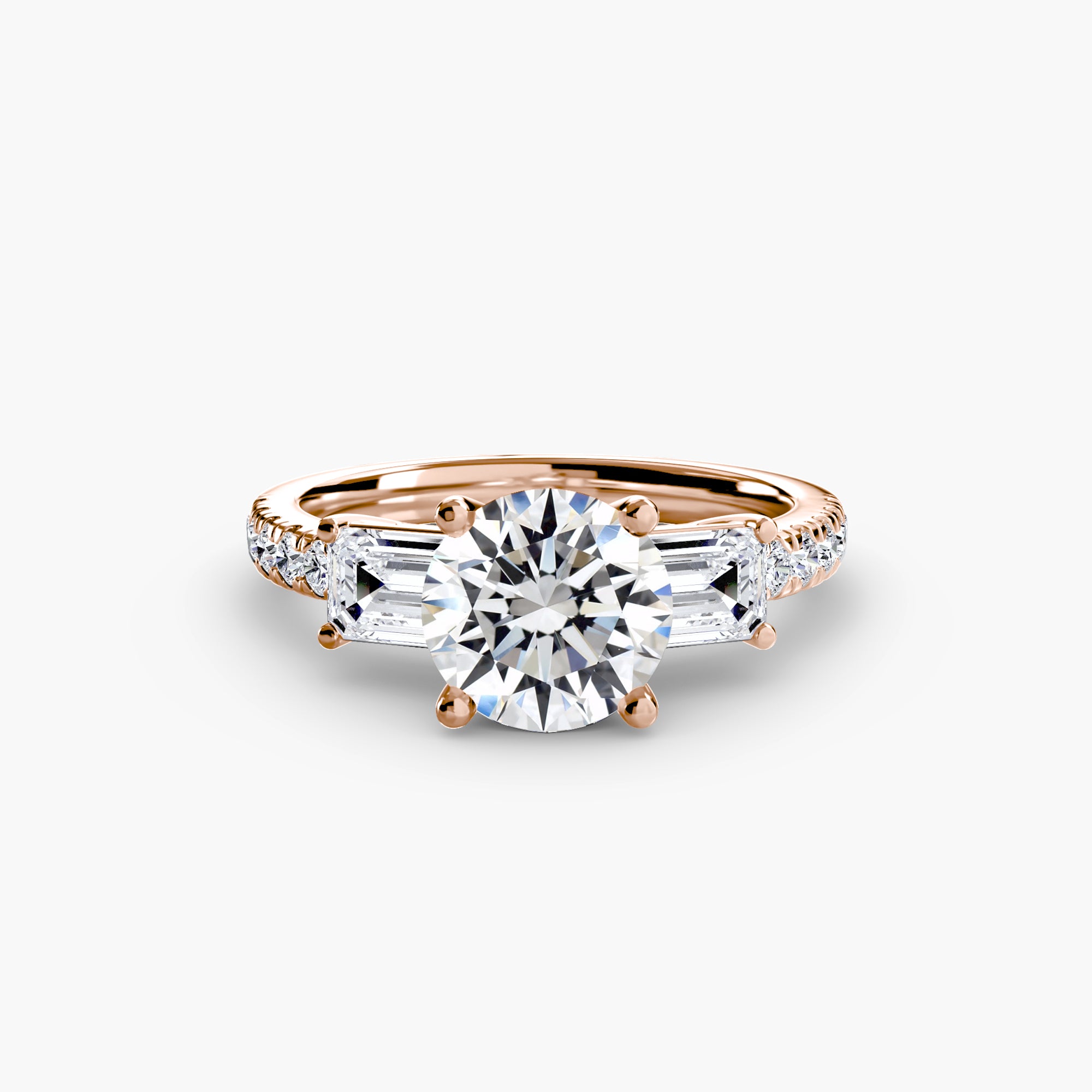 Three-Stone Ring with Pavé Band 4