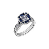 Radiant Frost Ring Sapphire Halo