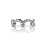 Crafted in 14KT gold, this ring is shaped like a tiara and set with round brilliant cut diamonds. 