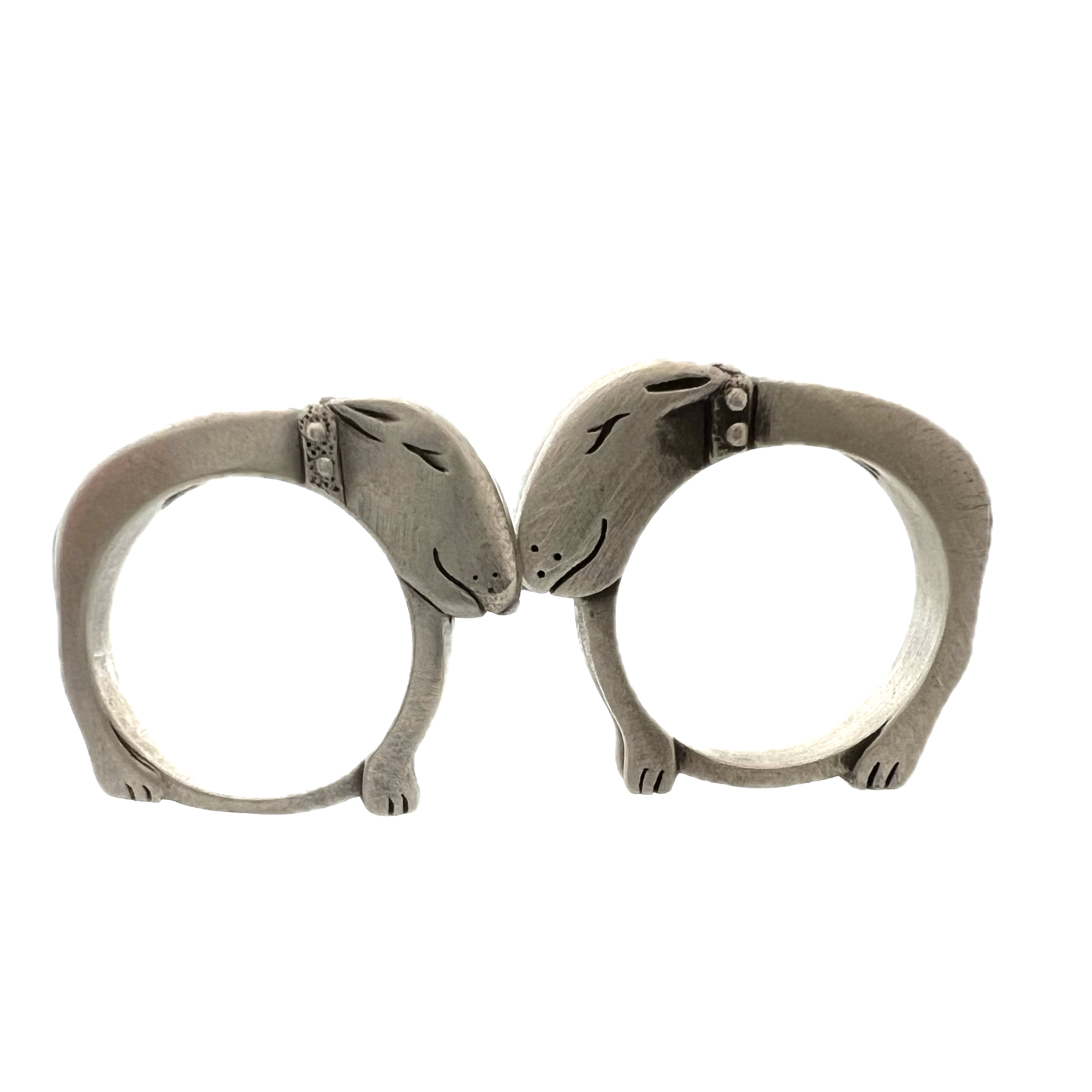 Dog rings, animal rings in sterling silver