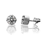 Pair of lab-grown diamond stud earrings on a white background