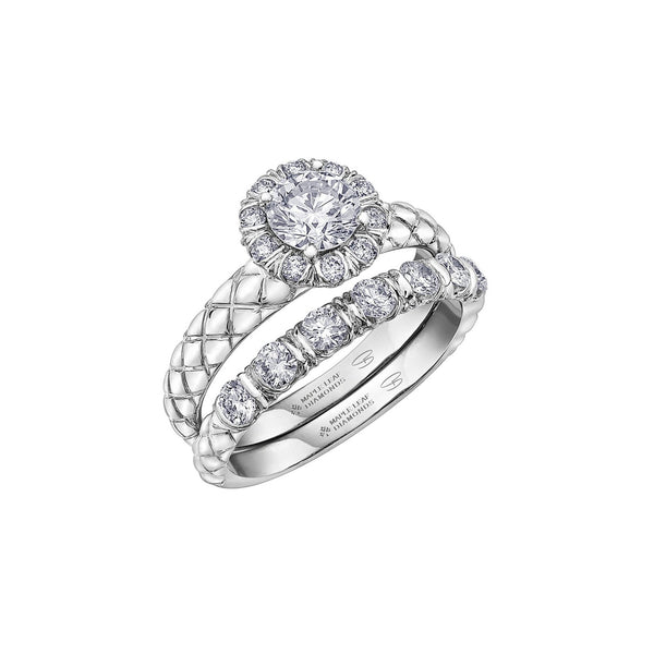 ‘Diamond Fur Halo Engagement Ring’ with matching band ‘Diamond Fur Band’