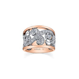 Crafted in rose and white 14KT Candian Certified Gold, this ring features a rose vine design set with round brilliant-cut Canadian diamonds. 
