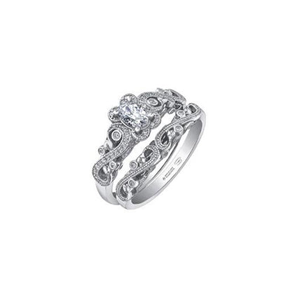 Enchanted oval vine engagement ring with wedding band