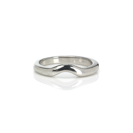 Crafted in  14KT white gold, this 3mm band features a curve.
