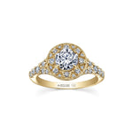 Crafted in 18KT Certified Canadian Gold, this water lily flower-inspired filigree ring features round-cut Canadian diamonds.