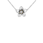 Crafted in 14KT yellow and white Certified Canadian Gold, this necklace features a Nova Scotia mayflower set with a round brilliant-cut Canadian diamond