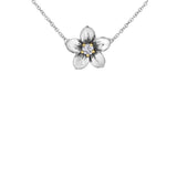 Crafted in 14KT yellow and white Certified Canadian Gold, this necklace features a Nova Scotia mayflower set with a round brilliant-cut Canadian diamond