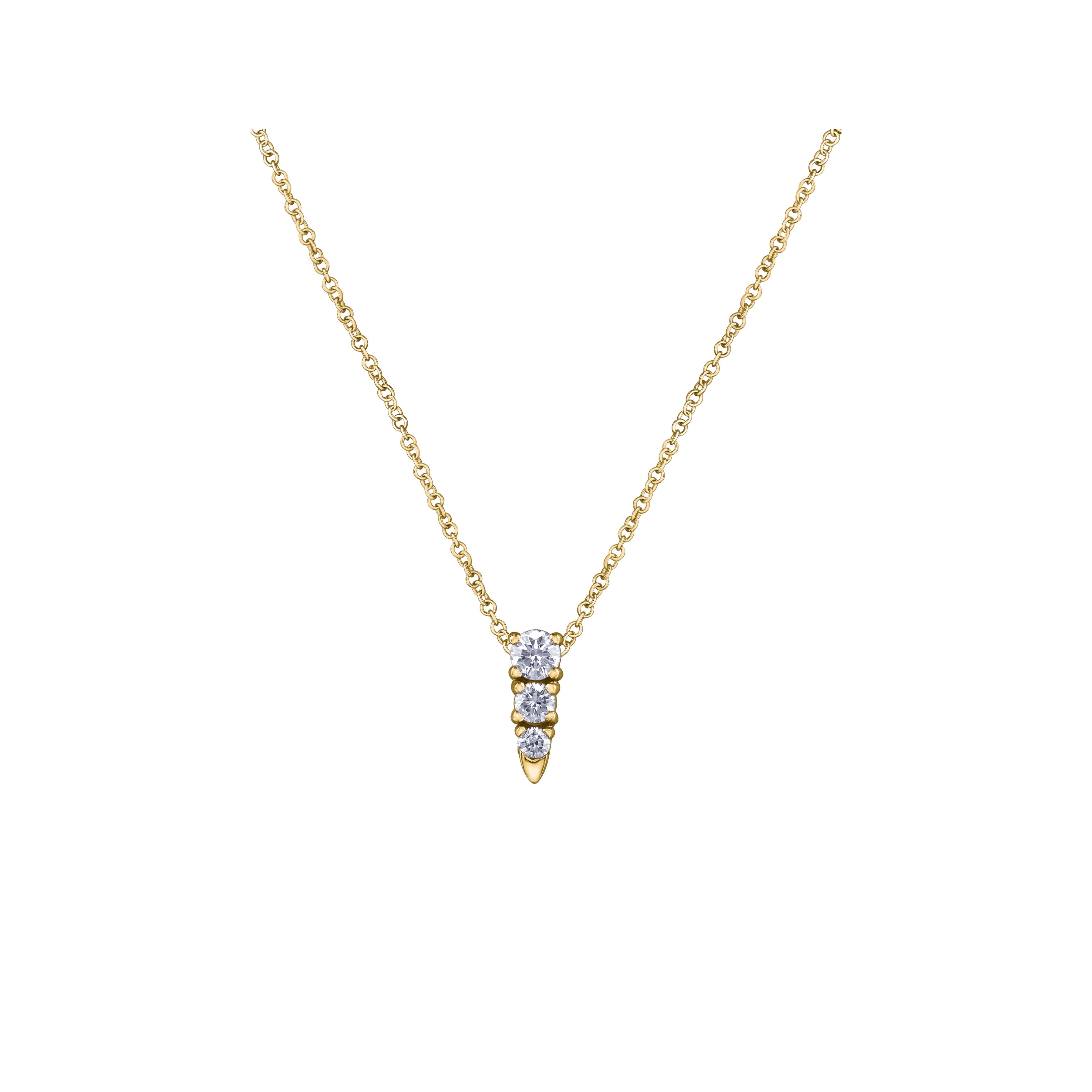 Crafted in 14KT white or yellow Certified Canadian Gold, this necklace features a baby icicle set with round brilliant-cut Canadian diamonds.