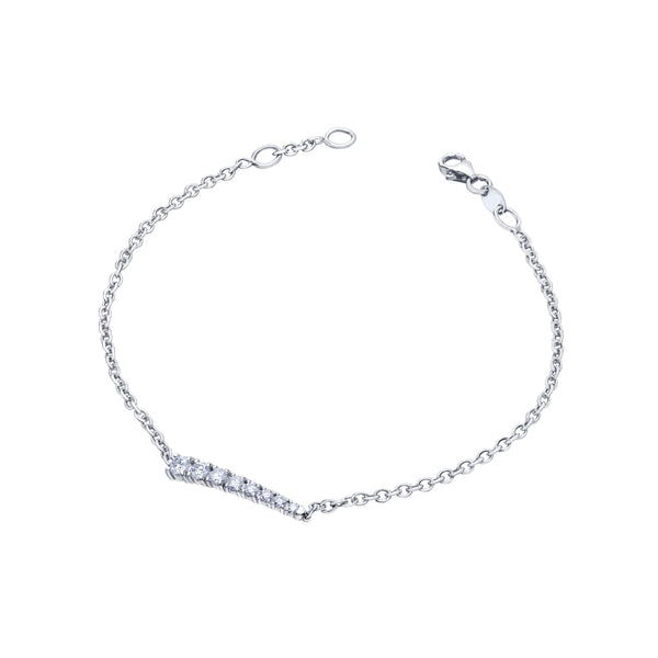 Crafted in 14KT white Certified Canadian Gold, this bracelet features an icicle set with round brilliant-cut Canadian diamonds.