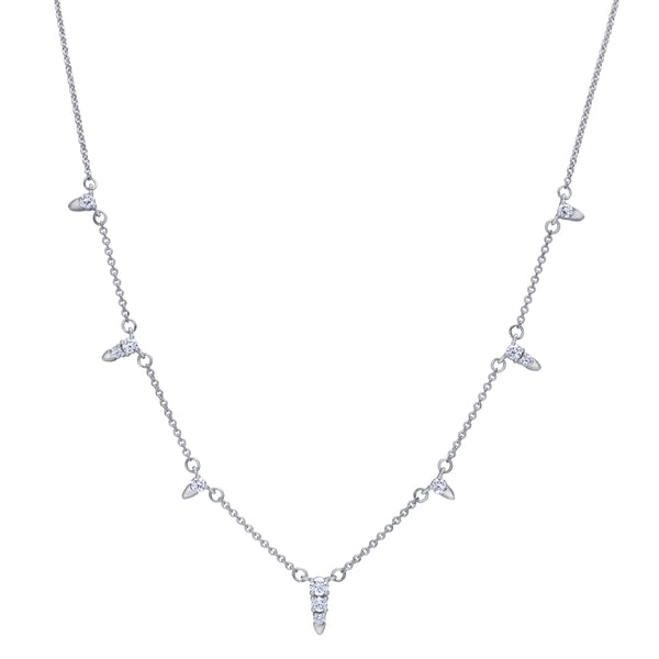 Crafted in 14KT white Certified Canadian Gold, this necklace features icicles set with round brilliant-cut Canadian diamonds.