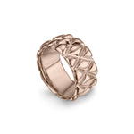 10mm quilted band crafted in 14KT rose gold. 