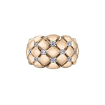 Crafted in 14KT rose Certified Canadian Gold, this quilted ring is set with round brilliant-cut Canadian diamonds. 