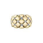 Crafted in 14KT yellow Certified Canadian Gold, this quilted ring is set with round brilliant-cut Canadian diamonds. 