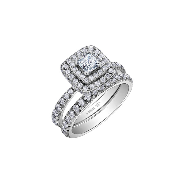 Aria. Diamond Quad Twist Princess-Cut Double Halo Engagement Ring in 14k  Gold