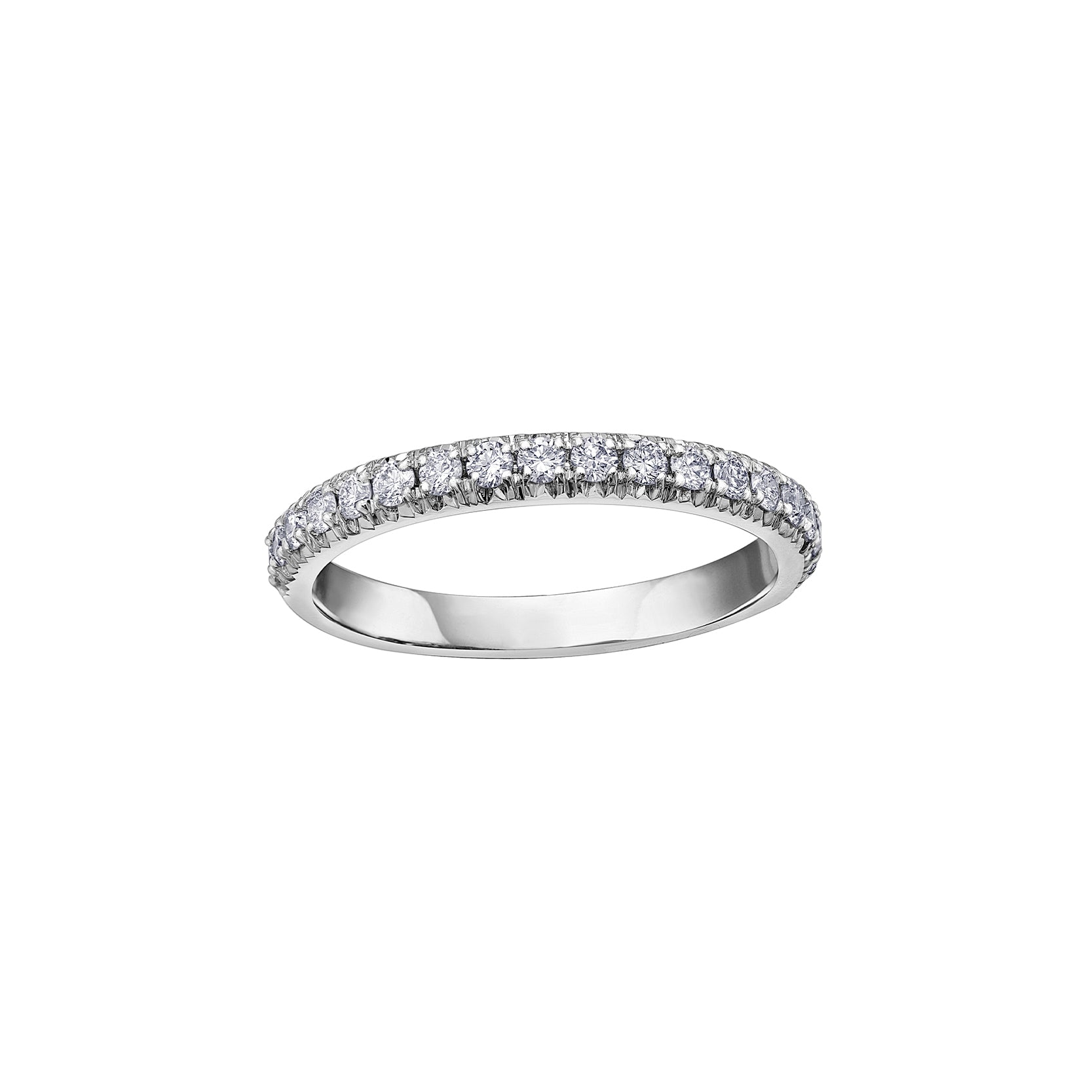 Crafted in 18kt Pure White™, this band is set round brilliant-cut Canadian diamonds. 