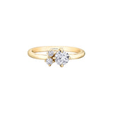 Crafted in white 14KT Canadian Certified Gold, this ring features three round brilliant cut Canadian diamonds.