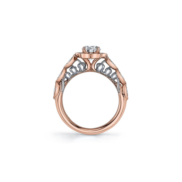 Crafted in 18KT rose and white gold, this lily of the valley flower-inspired ring is set with Canadian diamonds. 