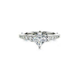 Crafted in 14KT white gold, this ring features a princess-cut centre diamond on a diamond-set band. 