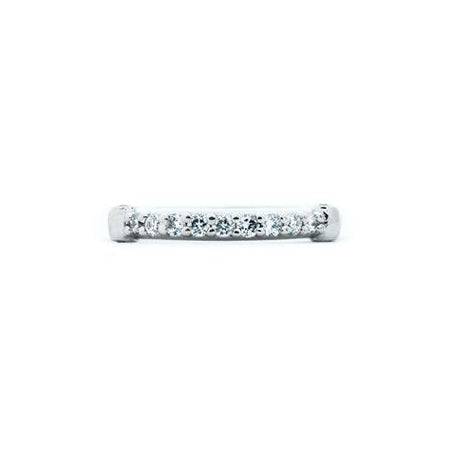Crafted in 14KT white gold, this ring features 13 round brilliant-cut diamonds in a row.