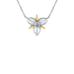 Crafted in 14KT white and yellow Certified Canadian Gold, this necklace features an Ontario trillium flower set with a round brilliant-cut Canadian diamond