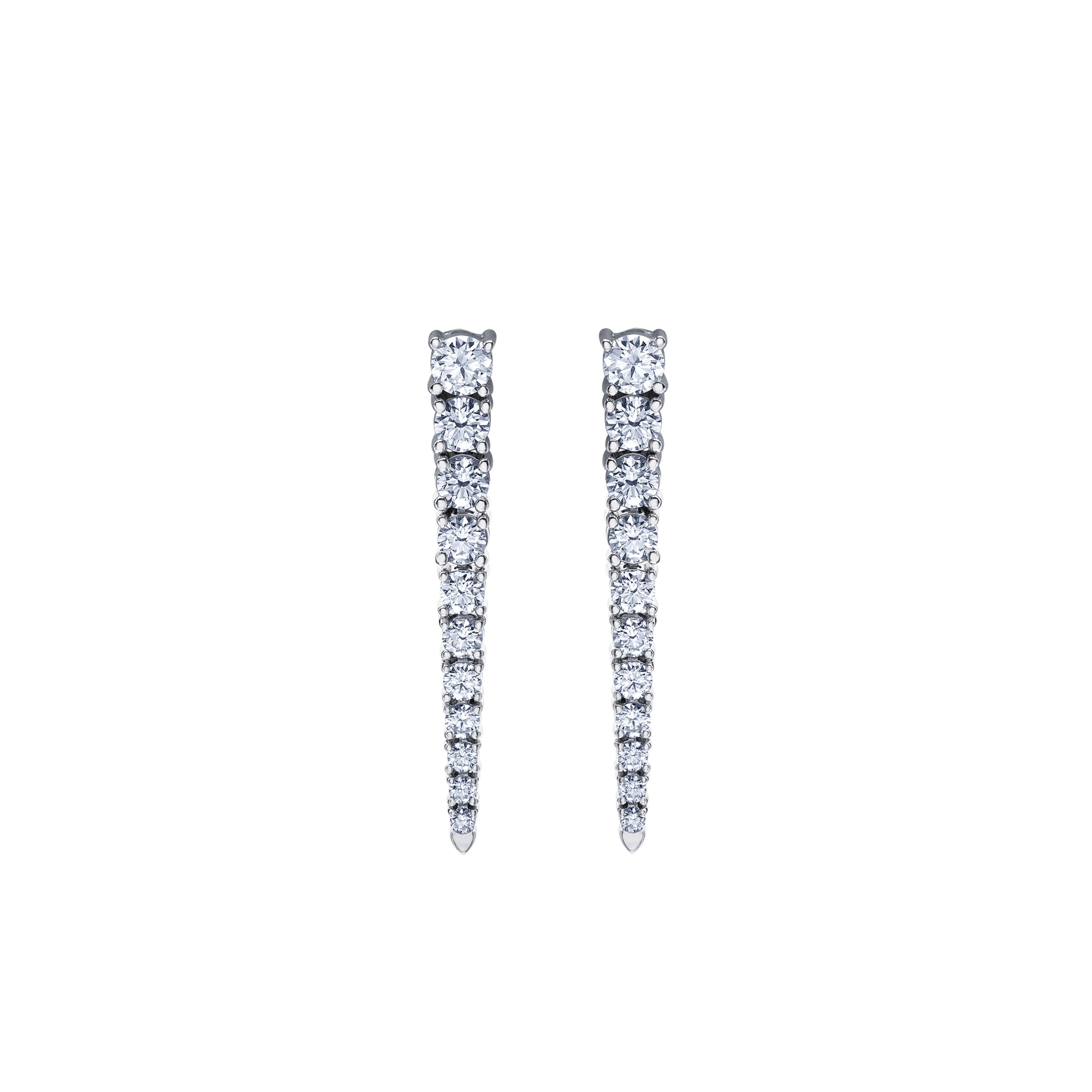 Crafted in 14KT white Certified Canadian Gold, these earrings feature icicles set with round brilliant-cut Canadian diamonds.